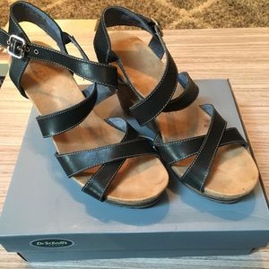 Dr. Scholl’s Black Wedge Sandals Size 9 Savory
